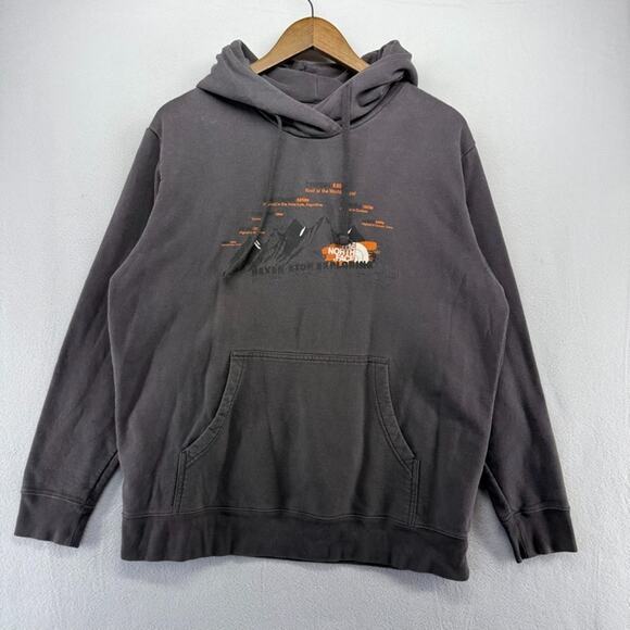 The North Face Hoodie men's XL Gray Sweatshirt Faded Hiking Climbing Graphic y2k - Picture 1 of 9